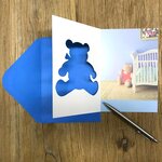 Carte Félicitations Naissance ou Adoption Bébé Garçon Enveloppe Bleue 12x17 5cm
