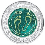 Pièce de monnaie 25 euro Autriche 2018 argent et niobium BU – Anthropocène
