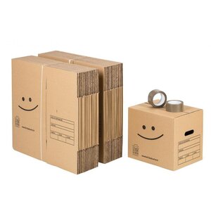 Pack 40 cartons à livres avec poignées + 2 adhésifs offerts