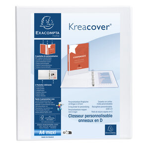 Classeur Pp Personnalisable Kreacover - 4 Anneaux En D 30mm - A4 Maxi - Blanc - X 10 - Exacompta