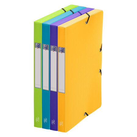 Chemise box oxford memphis plastique 24x32 cm dos 2 5 cm - couleurs mode assorties - lot de 12