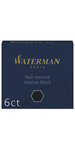 Waterman boite de 6 cartouches pour stylo plume  petit format  couleur noir intense